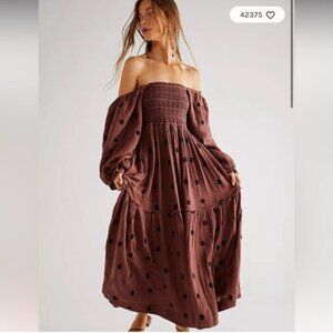 Free People | Dresses | Free People Dahlia Embroidered Maxi Dress Burgundy  Road | Poshmark